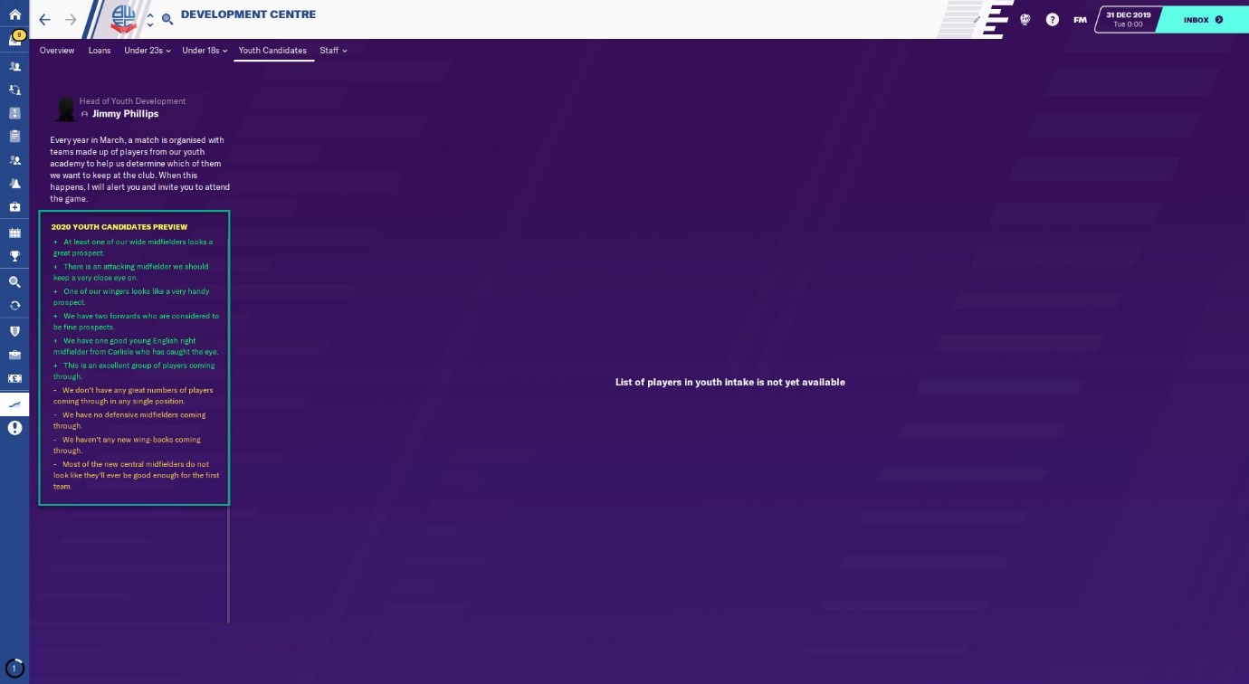 Delve into the Development Centre Wednesday Wisdom Football Manager